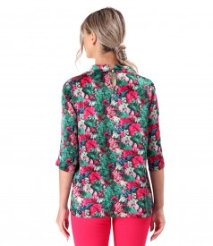 Digitally printed natural silk blouse