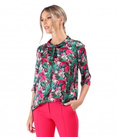 Digitally printed natural silk blouse