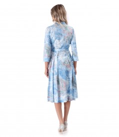 Shirt-type dress made of printed elastic cotton