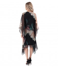 Butterfly Silk Chiffon Dress with Floral Print