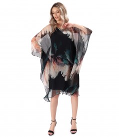 Butterfly Silk Chiffon Dress with Floral Print