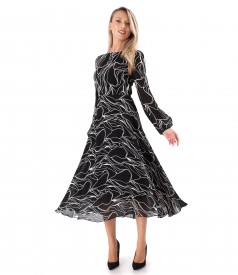 Viscose midi dress printed with geometric motifs