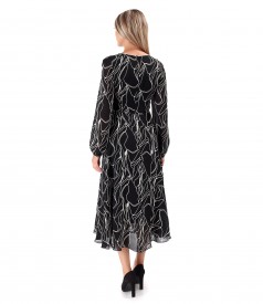 Viscose midi dress printed with geometric motifs