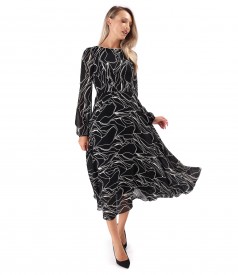 Viscose midi dress printed with geometric motifs