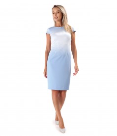 Elegant Stretch Jersey Dress with Pearl-Embellished Neckline