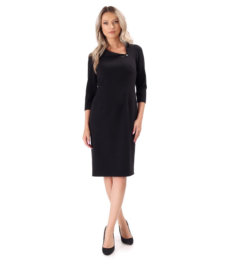 Office dress with asymmetric collar