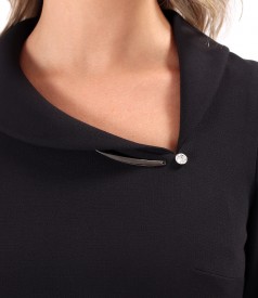 Office dress with asymmetric collar