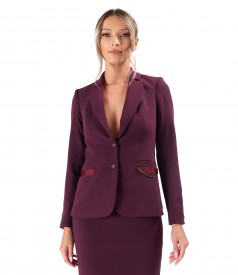 Office jacket made of elastic fabric with decorative chain