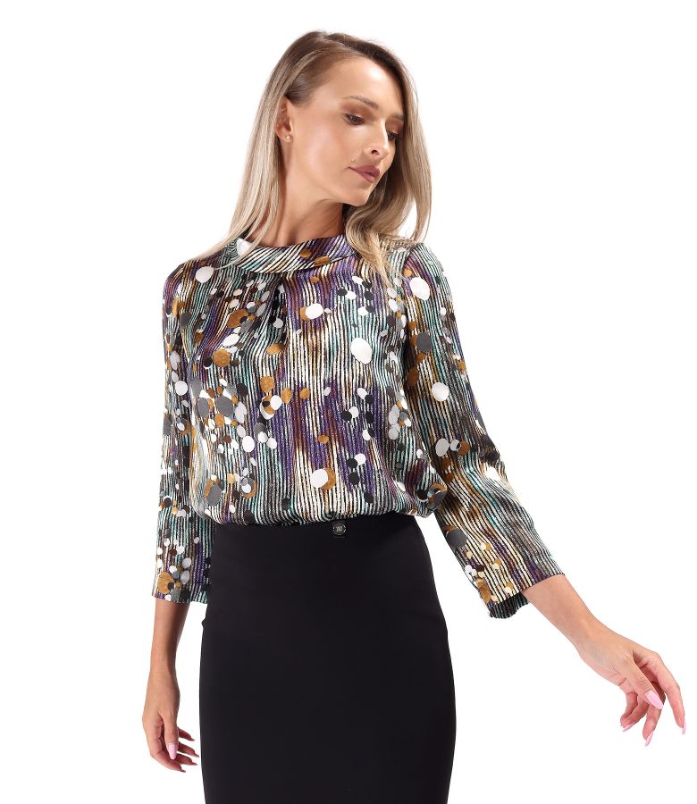 Digitally printed natural silk blouse