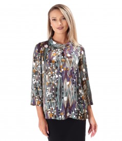 Digitally printed natural silk blouse