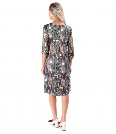 Natural Silk Dress with Geometric Print