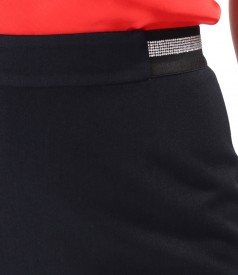 Tapered skirt with elastic with crystals at the waist