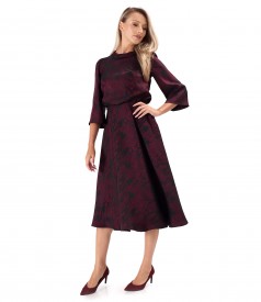 Viscose Satin Midi Dress with Geometric Print