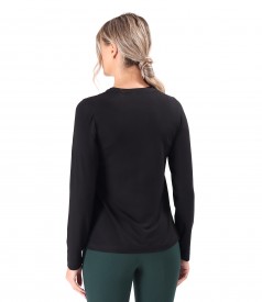 Blouse with long sleeves made of elastic jersey