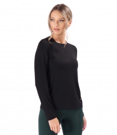 Blouse with long sleeves made of elastic jersey