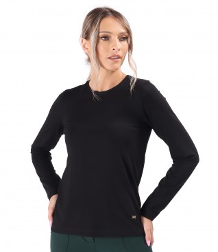 Blouse with long sleeves made of elastic jersey