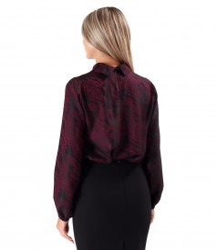 Viscose Satin Blouse With Geometric Print