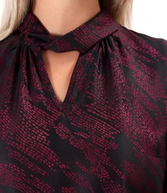 Viscose Satin Blouse With Geometric Print