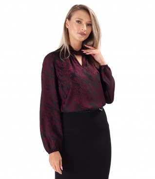 Viscose Satin Blouse With Geometric Print