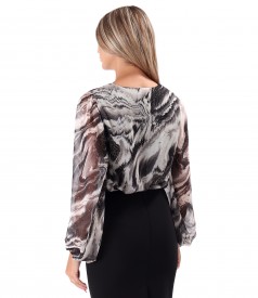 Elegant printed veil blouse