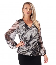 Elegant printed veil blouse