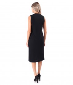 Elegant viscose dress with zippers on the shoulders