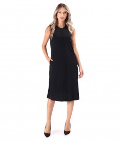 Elegant viscose dress with zippers on the shoulders