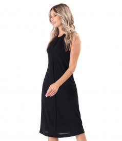 Elegant viscose dress with zippers on the shoulders