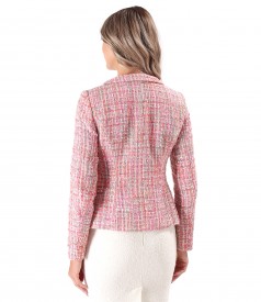 Elegant jacket made of multicolored loops with metallic thread