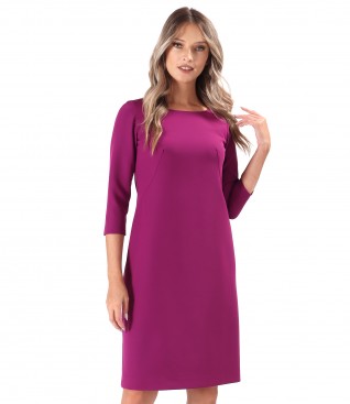 Office dress made of elastic fabric with 3/4 sleeves