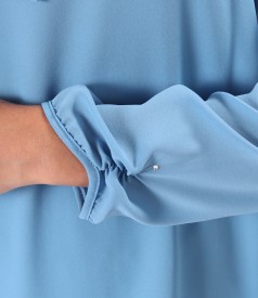 Blouse with long sleeves and scarf collar