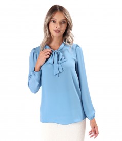 Blouse with long sleeves and scarf collar