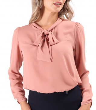 Blouse with long sleeves and scarf collar