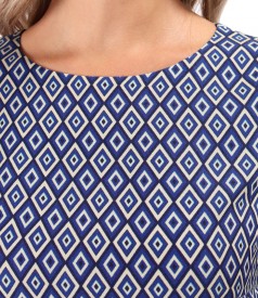 Elegant viscose dress printed with geometric motifs