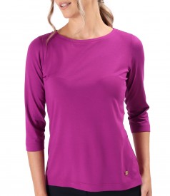 Elastic jersey blouse with 3/4 sleeves