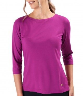 Elastic jersey blouse with 3/4 sleeves