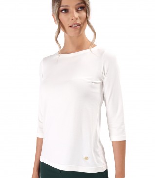 Elastic jersey blouse with 3/4 sleeves