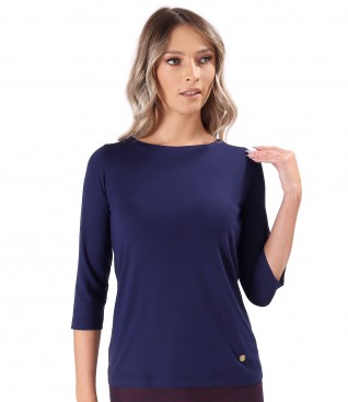 Elastic jersey blouse with 3/4 sleeves