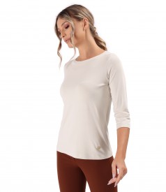 Elastic jersey blouse with 3/4 sleeves