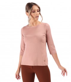 Elastic jersey blouse with 3/4 sleeves