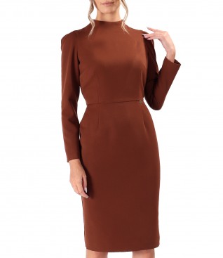 Office dress made of elastic fabric with long sleeves