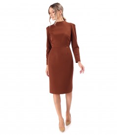 Office dress made of elastic fabric with long sleeves