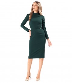 Office dress made of elastic fabric with long sleeves