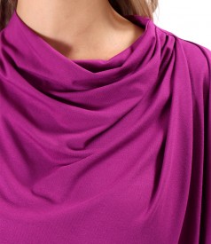 Relaxed-Fit Blouse with Shoulder Pleats in Stretch Jersey