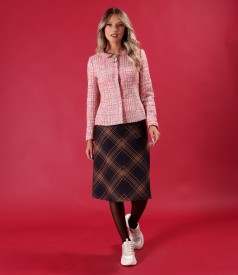 Flared skirt made of checkered viscose fabric