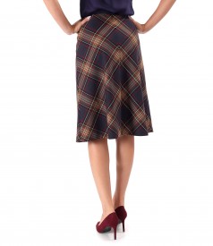 Flared skirt made of checkered viscose fabric