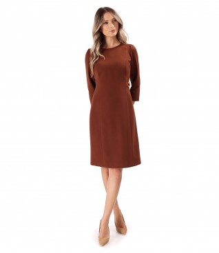 Flared Office Dress with 3/4 Sleeves