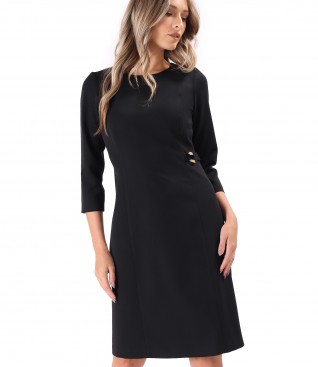 Flared Office Dress with 3/4 Sleeves