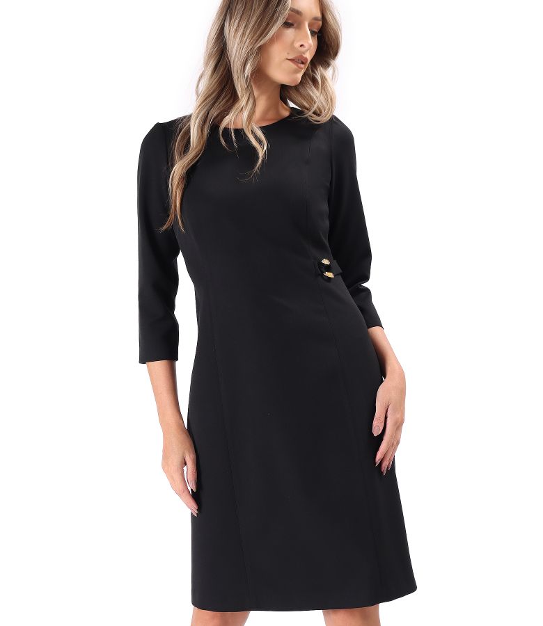 Flared Office Dress with 3/4 Sleeves