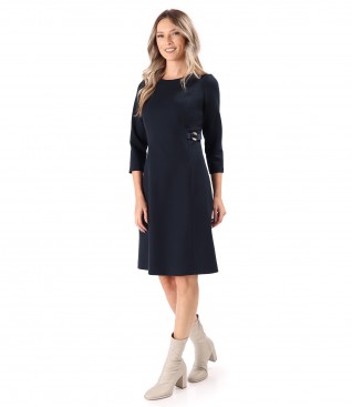 Flared Office Dress with 3/4 Sleeves